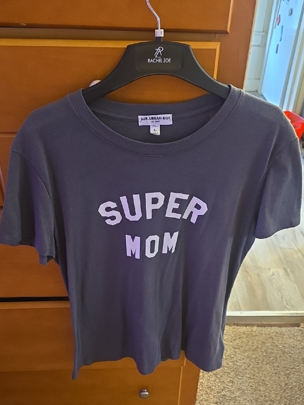 Sub_Urban Riot Grey Tee with White "SUPER MOM" Graphic
